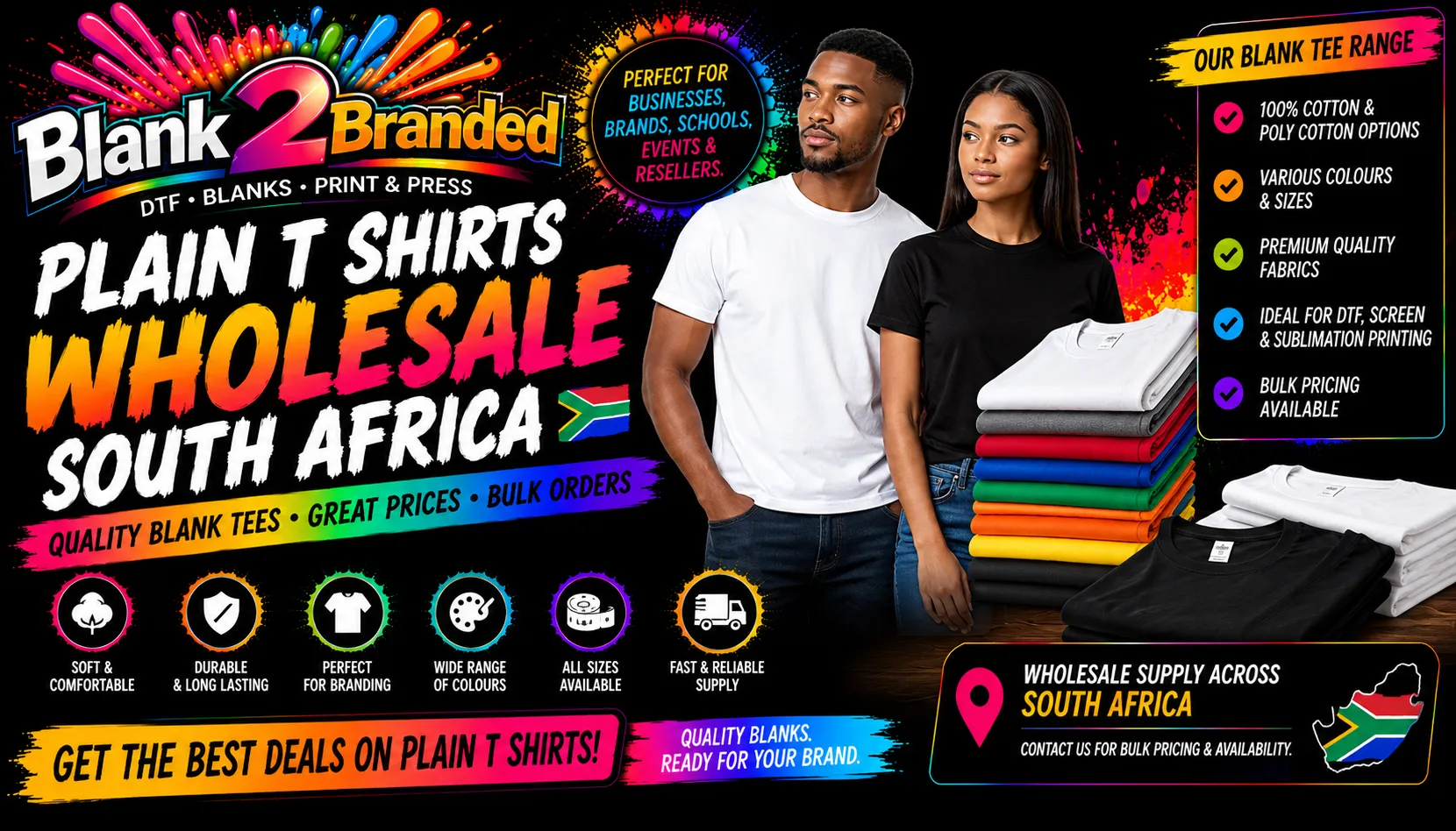 Plain T Shirts Wholesale South Africa | Blank2Branded